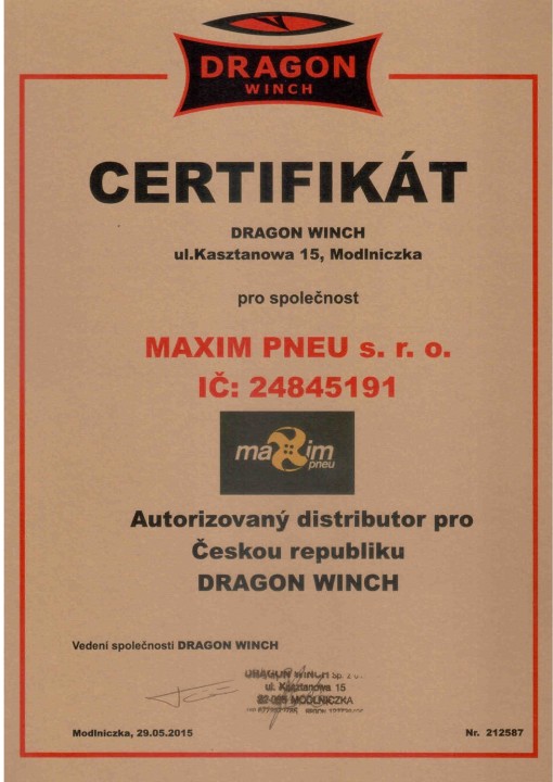 Oficiální distributor produktů DRAGON WINCH pro Českou republiku